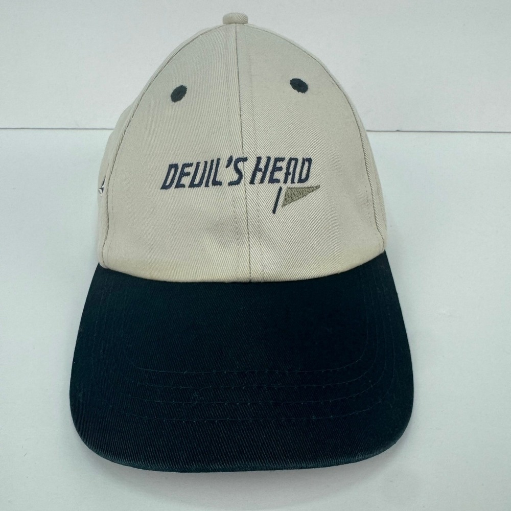 Devils Head Golf Hat Titan Headwear Beige Black Embroidered Golfing Cap